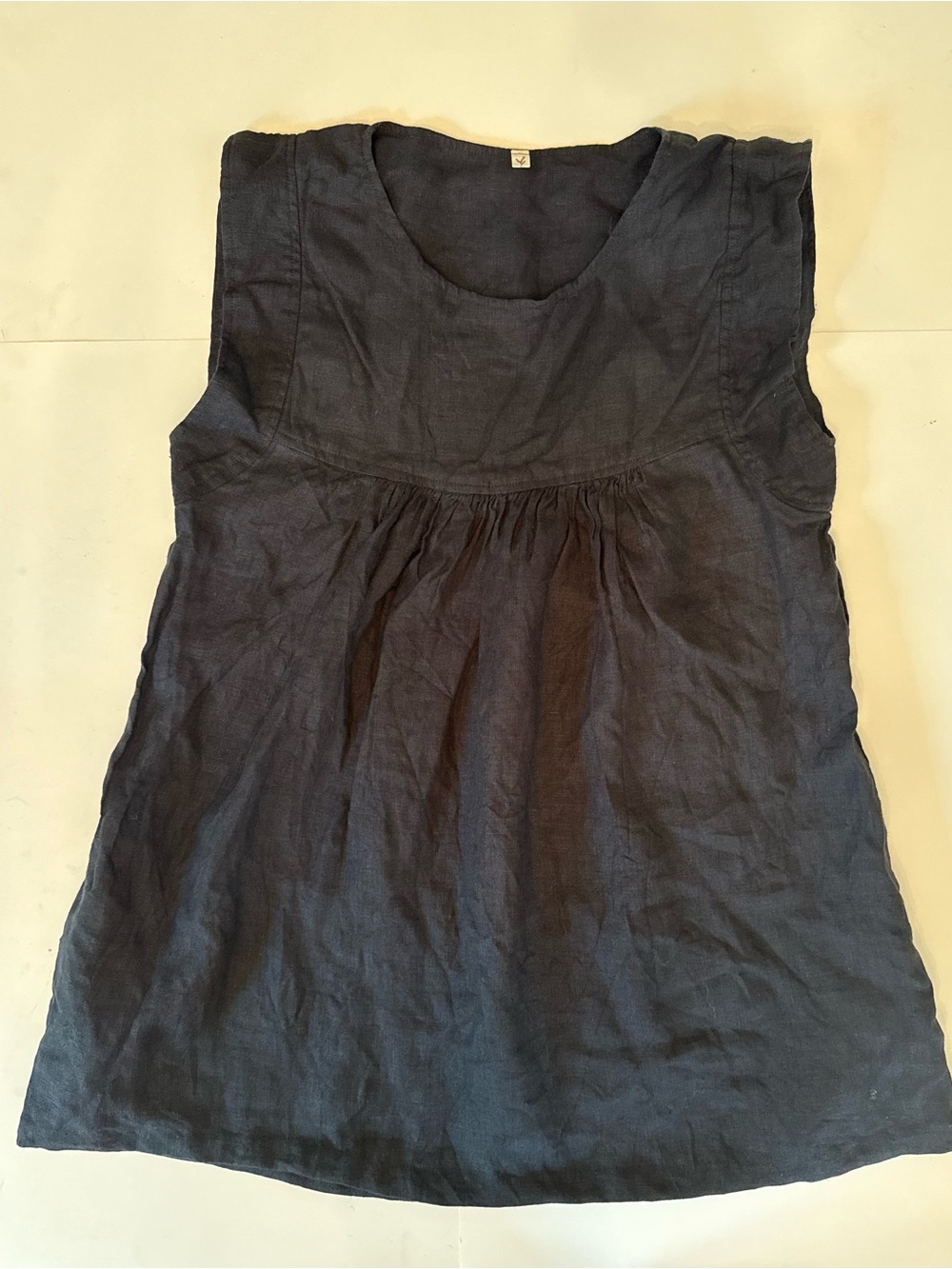Linen Sleeveless Top Black Size S